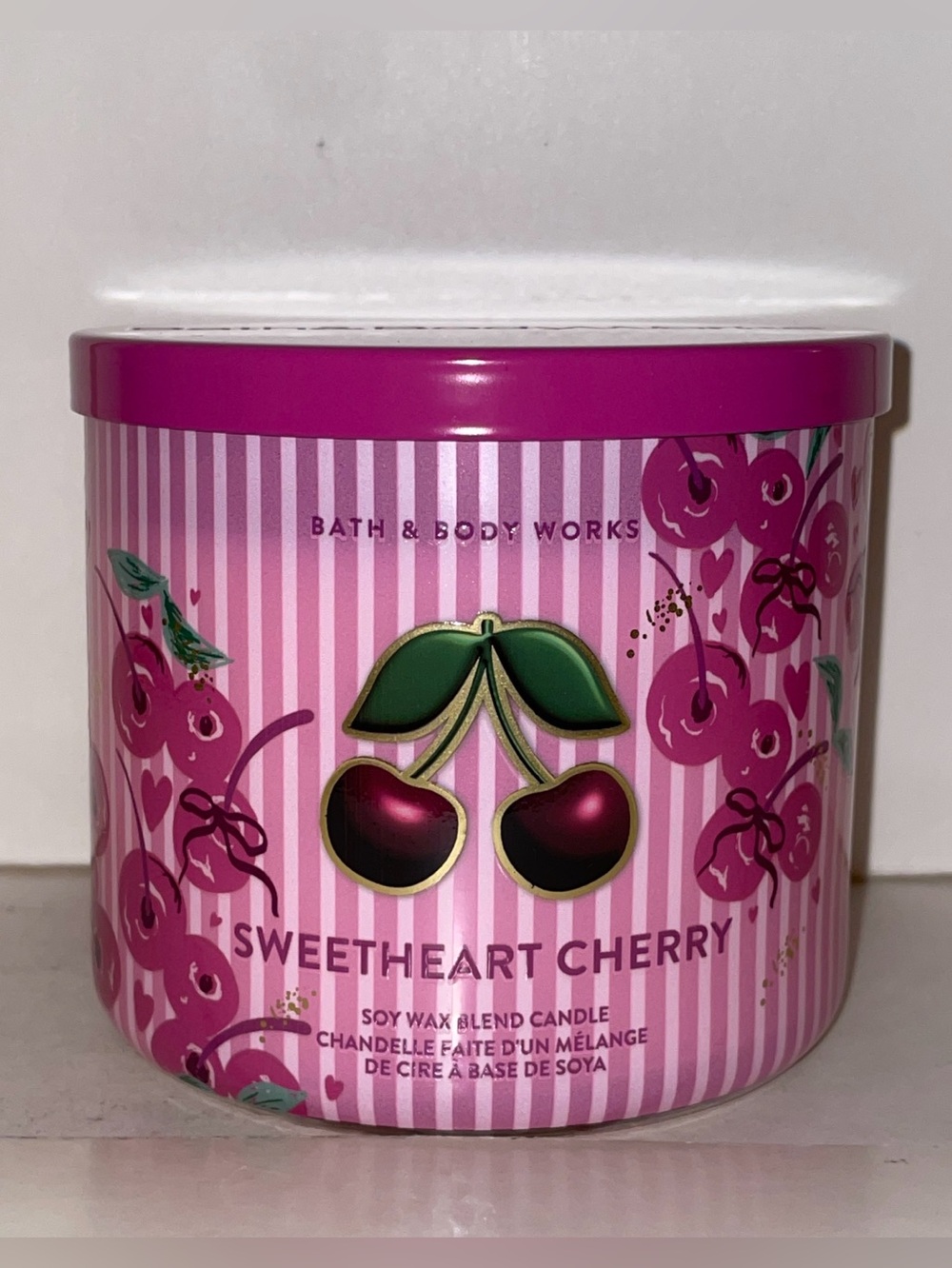 Bath & Body Works Sweetheart Cherry Scented Candle 3 Wick Discontinued New